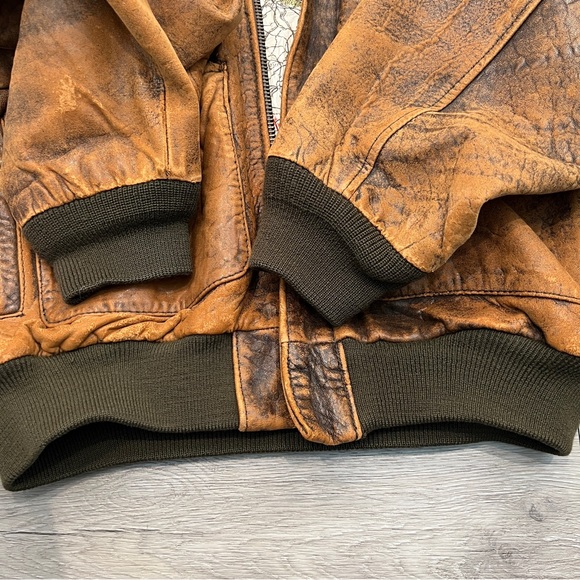 80s Leather Bomber Jacket US Army Air Force Distressed VINTAGE | Sz M unisex - Picture 9 of 17